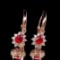 14k Gold 0.83 Ctw Natural Ruby & Diamond Earrings