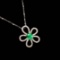 14k Gold 0.73 Ctw Vivid Green Natural Emerald & Diamond Pendant