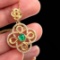 14k Gold 0.63 Ctw Vivid Green Natural Emerald & Diamond Pendant