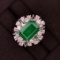 14k Gold 5.32 Ctw Vivid Green Natural Emerald & Diamond Ring/pendant