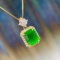 14k Gold 2.2 Ctw Vivid Green Natural Emerald & Diamond Pendant