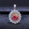 14k Gold 0.69 Ctw Vivid Red Natural Ruby & Diamond Pendant