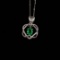 14k Gold 0.68 Ct Vivid Green Natural Emerald & Diamond Necklace
