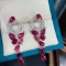 14k Gold 6.71 Ctw Natural Ruby & Diamond Earrings