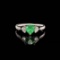 14k Gold 1.12 Ctw Vivid Green Natural Emerald & Diamond Ring
