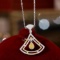 14k Gold 0.56 Ct Natural Yellow Diamond & Diamond Necklace