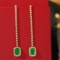 14k Gold 1.5 Ctw Vivid Green Natural Emerald & Diamond Earrings