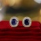 14k Gold 0.90 Ctw Natural Sapphire & Diamond Earrings