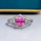 14k Gold 1.56 Ctw Natural Padparadscha Sapphire & Diamond Ring