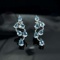 14k Gold 4.3 Ct Natural Aquamarine & Diamond Earrings