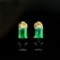 14k Gold 0.86 Ctw Vivid Green Natural Emerald & Diamond Earrings