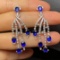 14k Gold 5.80 Ctw Natural Sapphire & Diamond Earrings
