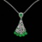 14k Gold 1.30 Ctw Vivid Green Natural Emerald & Diamond Pendant