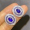 14k Gold 3.89 Ctw Natural Sapphire & Diamond Earrings