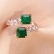 14k Gold 2.70 Ct Vivid Green Natural Emerald & Diamond Ring
