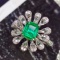 14k Gold 1.38 Ctw Vivid Green Natural Emerald & Diamond Ring/pendant
