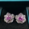 14k Gold 3.60 Ctw Natural Padparadscha Sapphire & Diamond Earrings