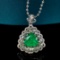 14k Gold 2.63 Ctw Vivid Green Natural Emerald & Diamond Pendant