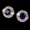 14k Gold 1.6 Ct Natural Sapphire & Diamond Earrings