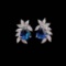 14k Gold 3.13 Ctw Natural Sapphire & Diamond Earrings