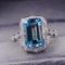 14k Gold 4.04 Ctw Vivid Blue Natural Aquamarine & Diamond Ring