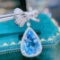 14k Gold 6.93 Ct Natural Aquamarine & Diamond Pendant