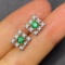14k Gold 0.36 Ct Vivid Green Natural Emerald & Diamond Earrings