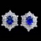 14k Gold 2.30 Ctw Natural Sapphire & Diamond Earrings