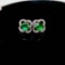 14k Gold 1.38 Ct Vivid Green Natural Emerald & Diamond Earrings