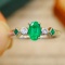 14k Gold 0.54 Ctw Vivid Green Natural Emerald & Diamond Ring