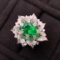 14k Gold 2.77 Ctw Vivid Green Natural Emerald & Diamond Ring/pendant
