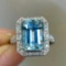 14k Gold 6.7 Ctw Natural Aquamarine & Diamond Ring
