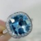 14k Gold 4.55 Ctw Natural Aquamarine & Diamond Ring