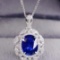 14k Gold 1.95 Ctw Natural Sapphire & Diamond Pendant