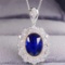 14k Gold 2.37 Ctw Natural Sapphire & Diamond Pendant