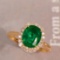14k Gold 2.21 Ctw Vivid Green Natural Emerald & Diamond Ring