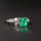 14k Gold 1.77 Ctw Vivid Green Natural Emerald & Diamond Ring