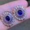 14k Gold 2.82 Ct Vivid Blue Natural Sapphire Earrings