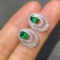 14k Gold 1.45 Ctw Vivid Green Natural Emerald & Diamond Earrings