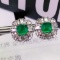 14k Gold 2.90 Ct Vivid Green Natural Emerald & Diamond Earrings