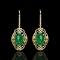 14k Gold 5.81 Ct Vivid Green Natural Emerald & Diamond Earrings