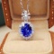 14k Gold 1.94 Ctw Natural Sapphire & Diamond Pendant