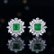 14k Gold 2.20 Ctw Vivid Green Natural Emerald & Diamond Earrings