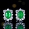 14k Gold 2.07 Ctw Vivid Green Natural Emerald & Sapphire Earrings