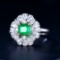 14k Gold 0.72 Ctw Vivid Green Natural Emerald & Diamond Ring