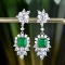 14k Gold 1.77 Ct Vivid Green Natural Emerald & Sapphire Earrings