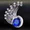 14k Gold 2.73 Ctw Vivid Blue Natural Tanzanite & Diamond Brooch/pendant