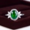 14k Gold 2.23 Ctw Vivid Green Natural Emerald & Diamond Ring