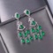 14k Gold 5.82 Ctw Vivid Green Natural Emerald & Diamond Earrings