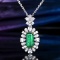 14k Gold 1.69 Ctw Vivid Green Natural Emerald & Diamond Pendant